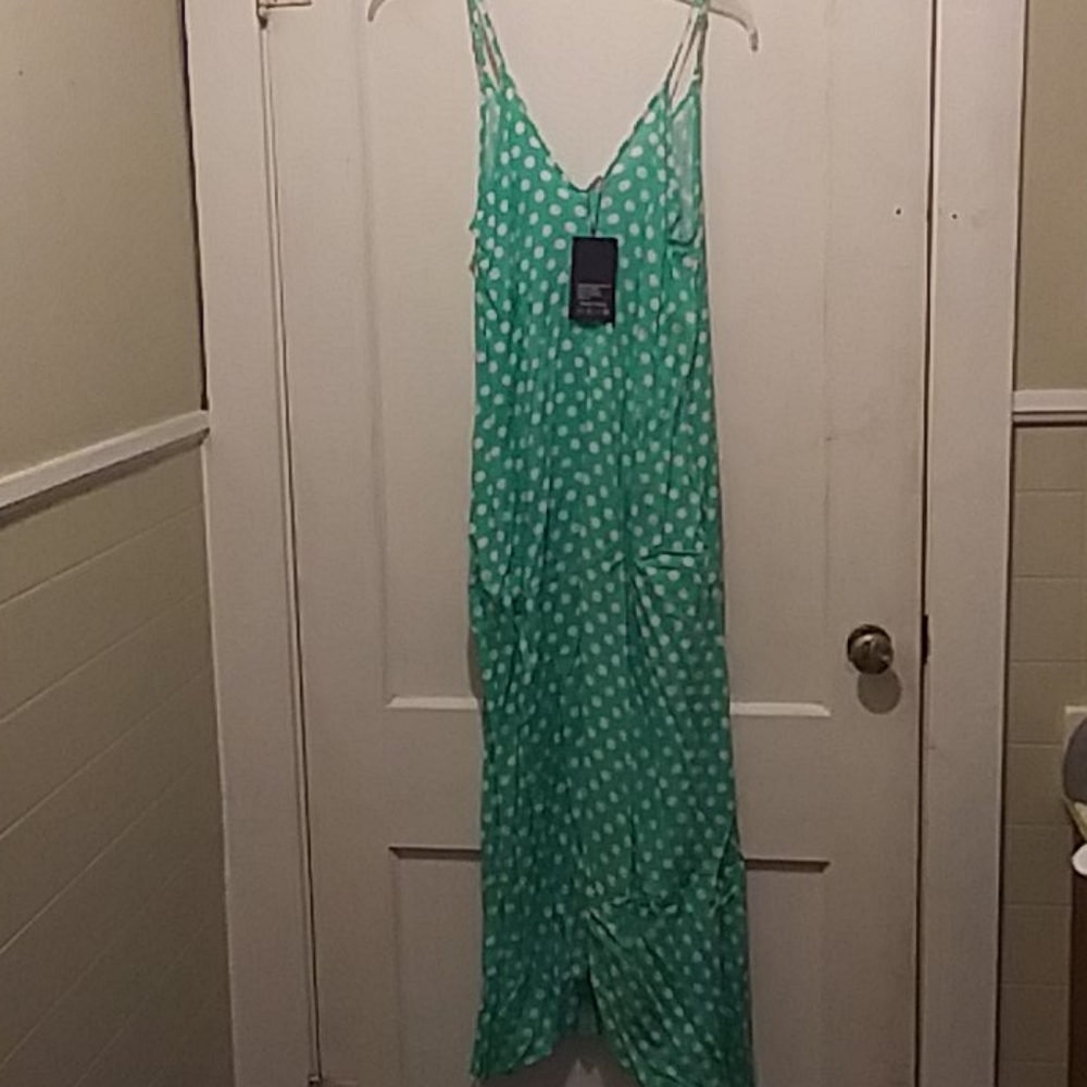 LILBETTER teal polka dot dress